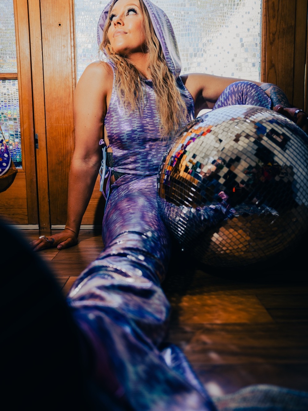 Shiny Purple Festival Flare Pants